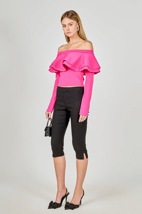ENDLESS ROSE - Off-The-Shoulder Knit Top - TOPS available at Objectrare