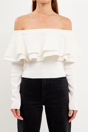 ENDLESS ROSE - Off-The-Shoulder Knit Top - TOPS available at Objectrare