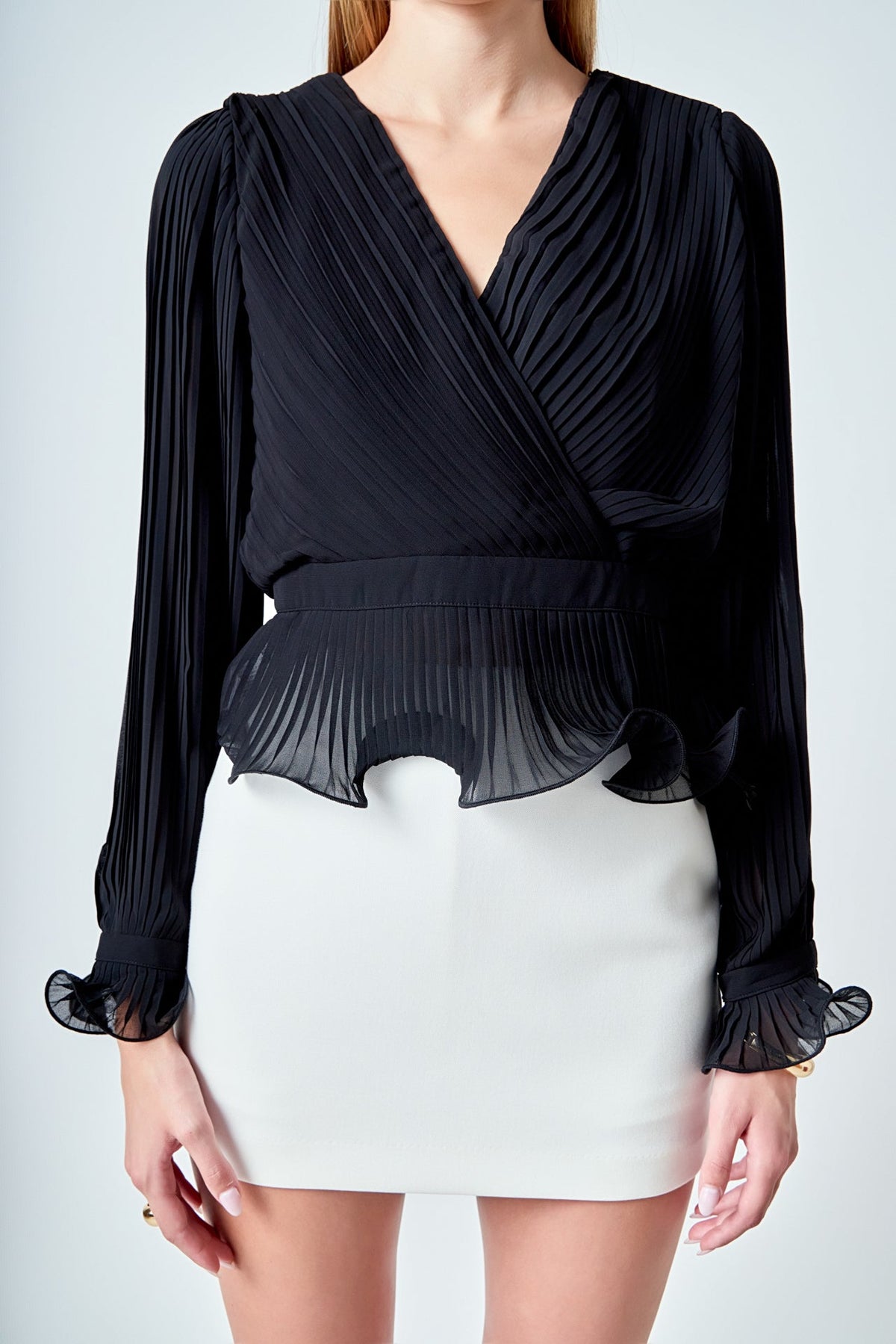 ENDLESS ROSE - Lettuce Trim Long Sleeve Top - TOPS available at Objectrare