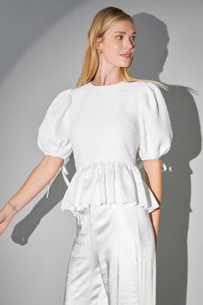 ENGLISH FACTORY - Textured Peplum Top - TOPS available at Objectrare