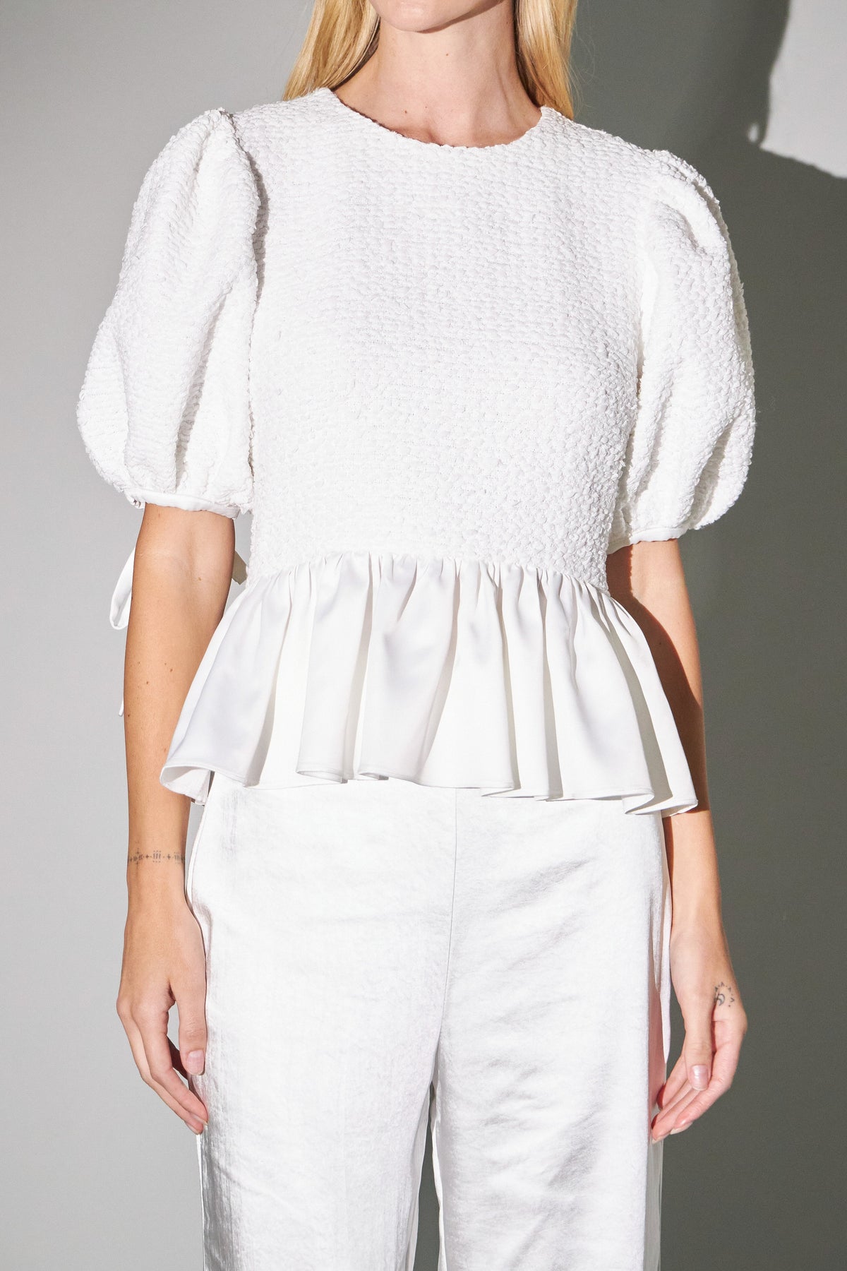 ENGLISH FACTORY - Textured Peplum Top - TOPS available at Objectrare