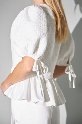 ENGLISH FACTORY - Textured Peplum Top - TOPS available at Objectrare
