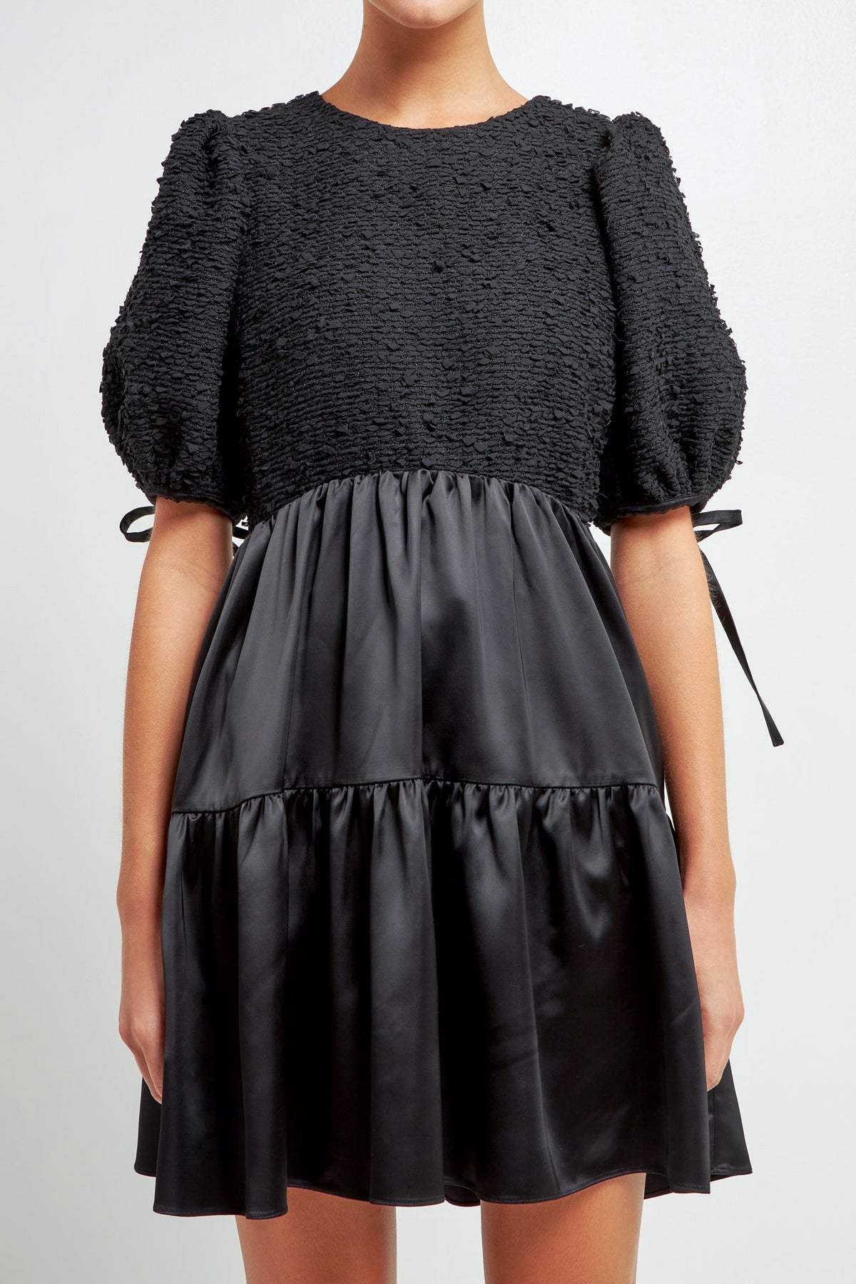 ENGLISH FACTORY - Puff Sleeve Tweed Mini Dress - DRESSES available at Objectrare