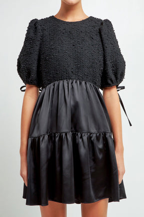 ENGLISH FACTORY - Puff Sleeve Tweed Mini Dress - DRESSES available at Objectrare