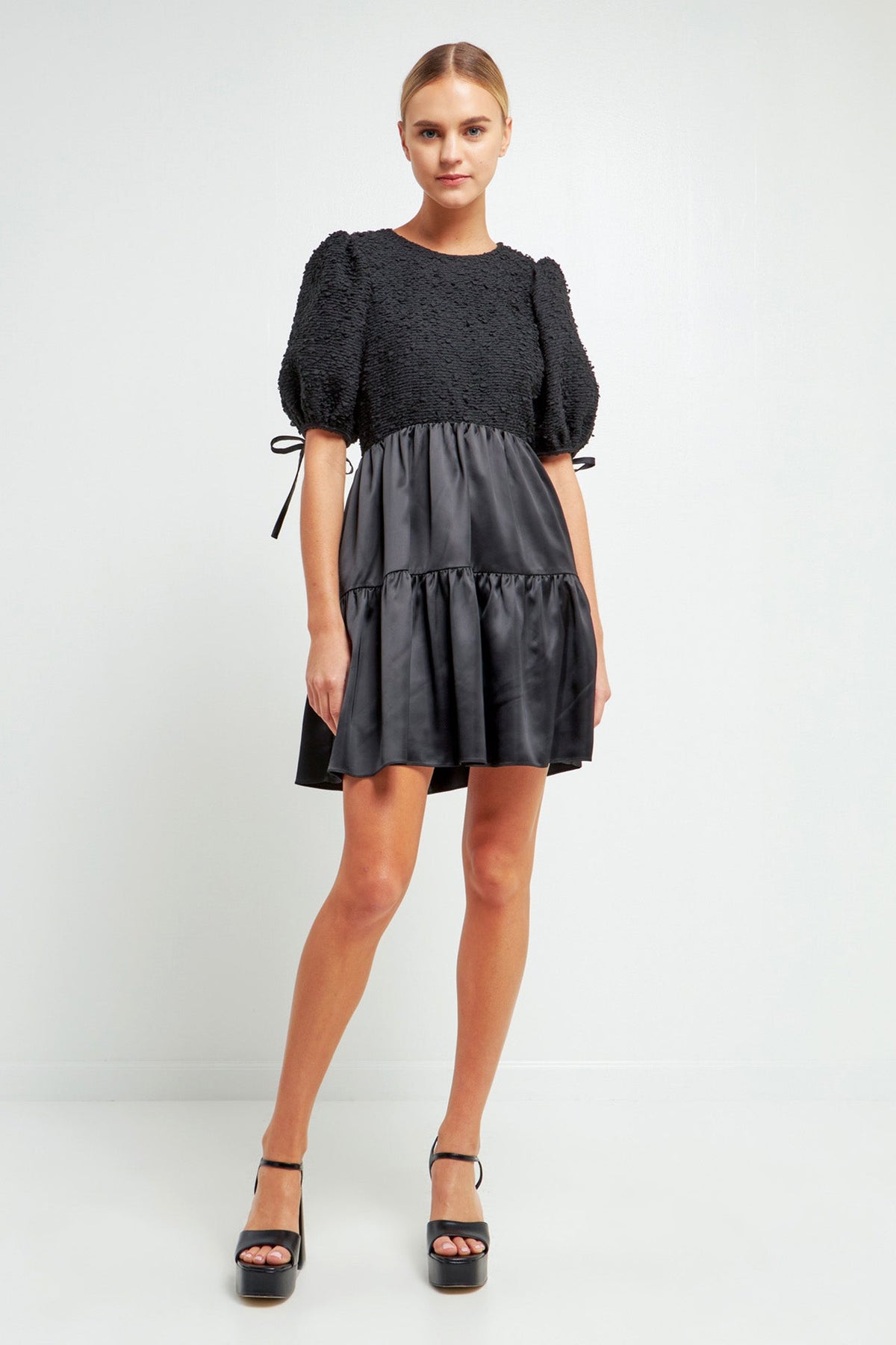 ENGLISH FACTORY - Puff Sleeve Tweed Mini Dress - DRESSES available at Objectrare