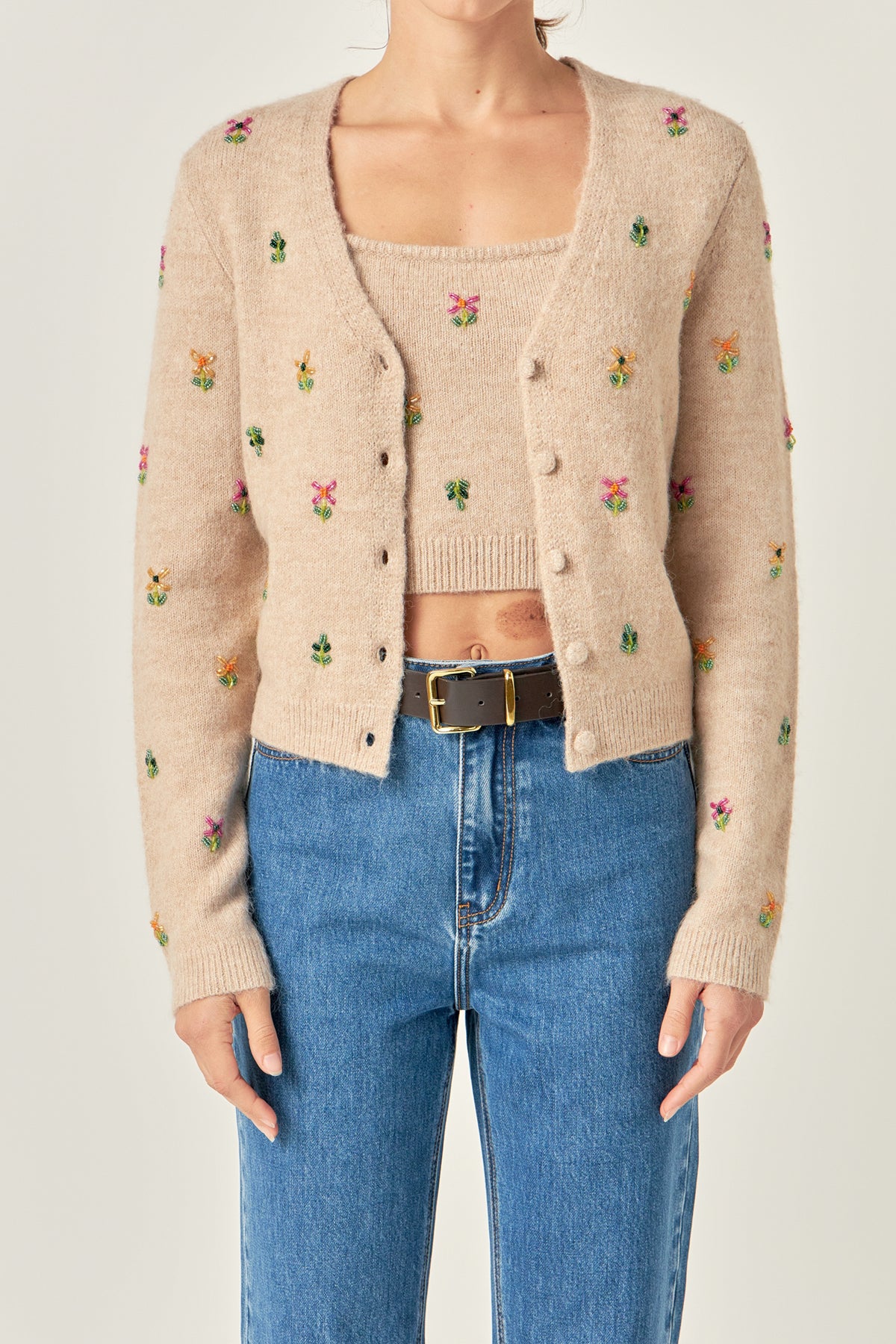 ENGLISH FACTORY - Beaded Detail Knit Cardigan - CARDIGANS available at Objectrare