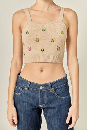 ENGLISH FACTORY - Beaded Detail Knit Tank Top - TOPS available at Objectrare