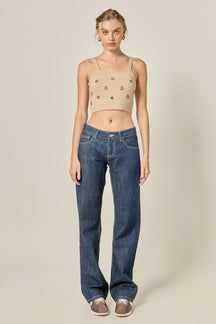 ENGLISH FACTORY - Beaded Detail Knit Tank Top - TOPS available at Objectrare