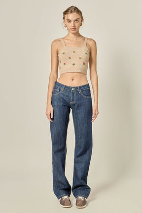 ENGLISH FACTORY - Beaded Detail Knit Tank Top - TOPS available at Objectrare