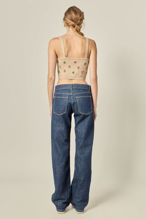 ENGLISH FACTORY - Beaded Detail Knit Tank Top - TOPS available at Objectrare