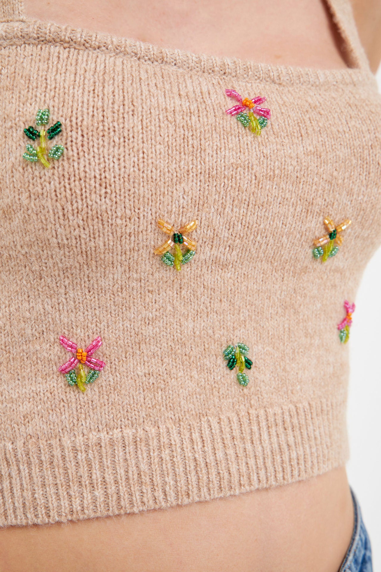 ENGLISH FACTORY - Beaded Detail Knit Tank Top - CAMI TOPS & TANK available at Objectrare