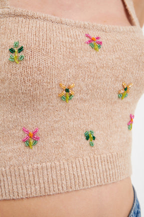 ENGLISH FACTORY - Beaded Detail Knit Tank Top - CAMI TOPS & TANK available at Objectrare