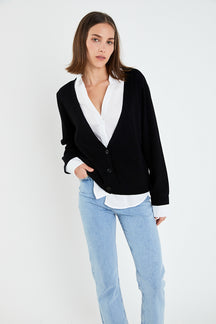 Mixed Media Knit Cardigan