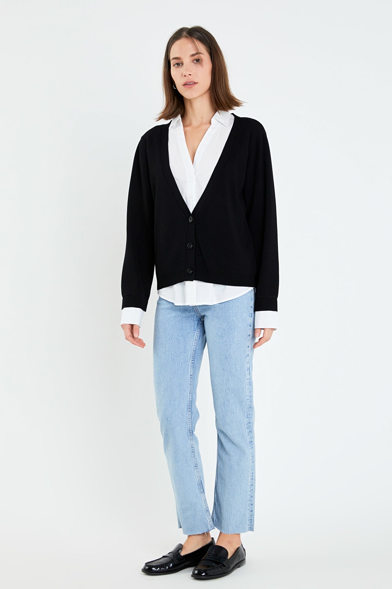 ENGLISH FACTORY - Mixed Media Knit Cardigan - SWEATERS & KNITS available at Objectrare
