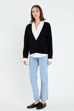 ENGLISH FACTORY - Mixed Media Knit Cardigan - SWEATERS & KNITS available at Objectrare