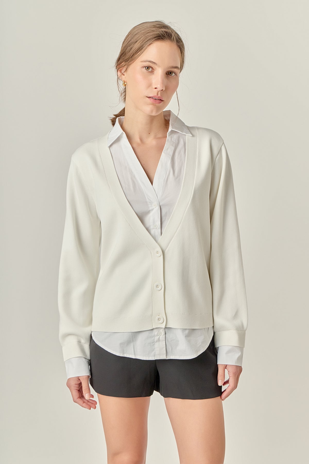 Mixed Media Knit Cardigan