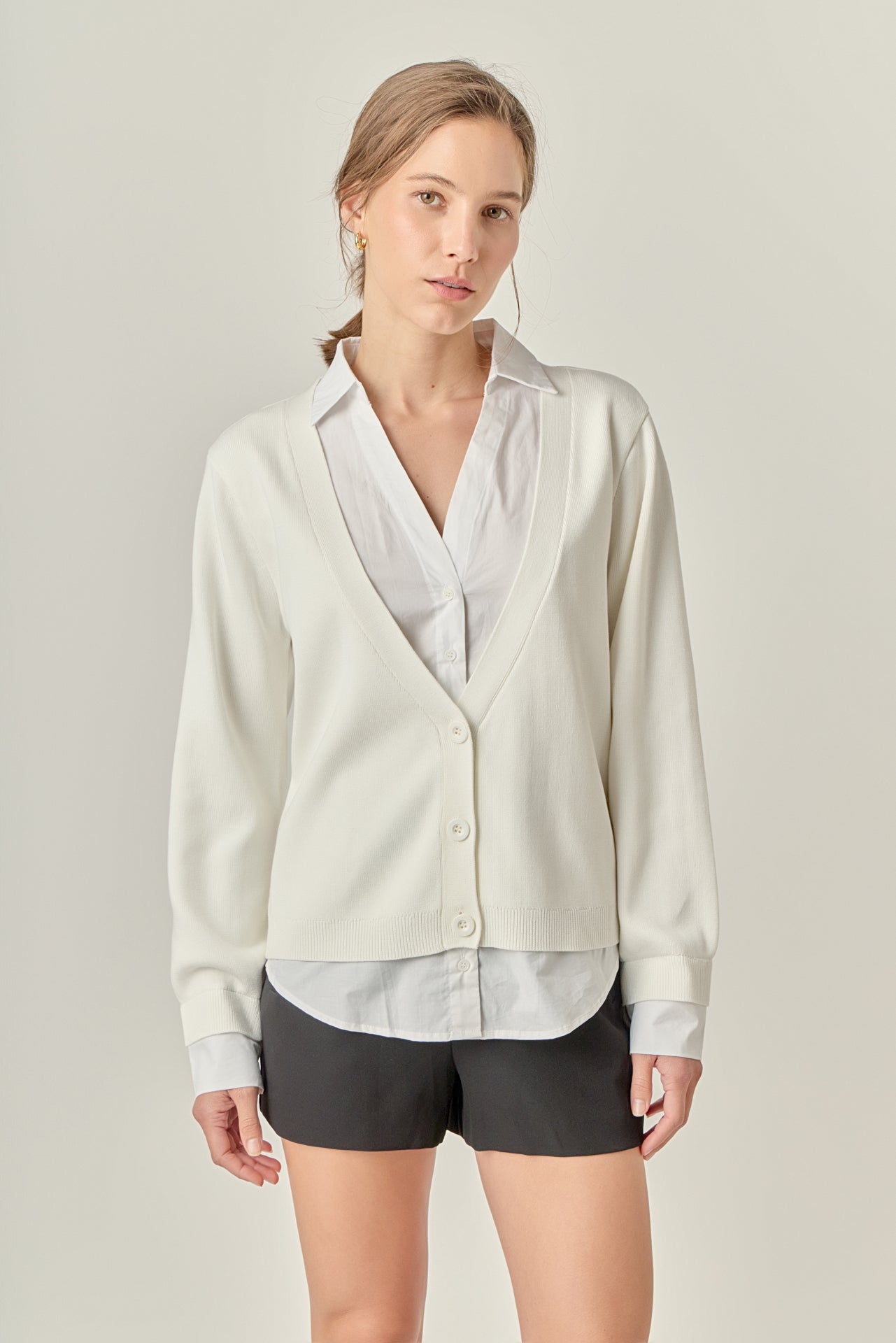 Mixed Media Knit Cardigan