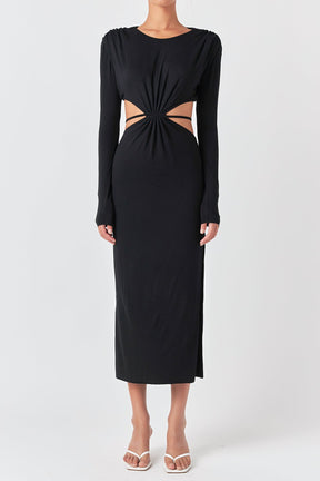 GREY LAB - Long Sleeve Open-Back Maxi Dress - DRESSES available at Objectrare