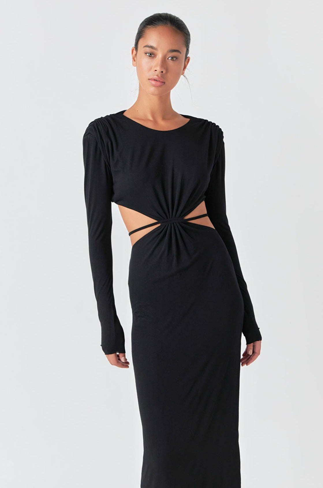 GREY LAB - Long Sleeve Open-Back Maxi Dress - DRESSES available at Objectrare