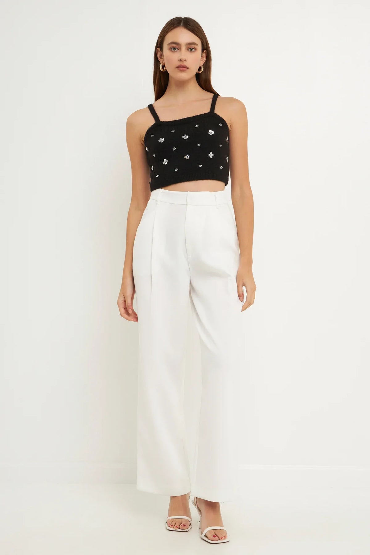 ENDLESS ROSE - Sequin Embellished Knit Crop Top - TOPS available at Objectrare