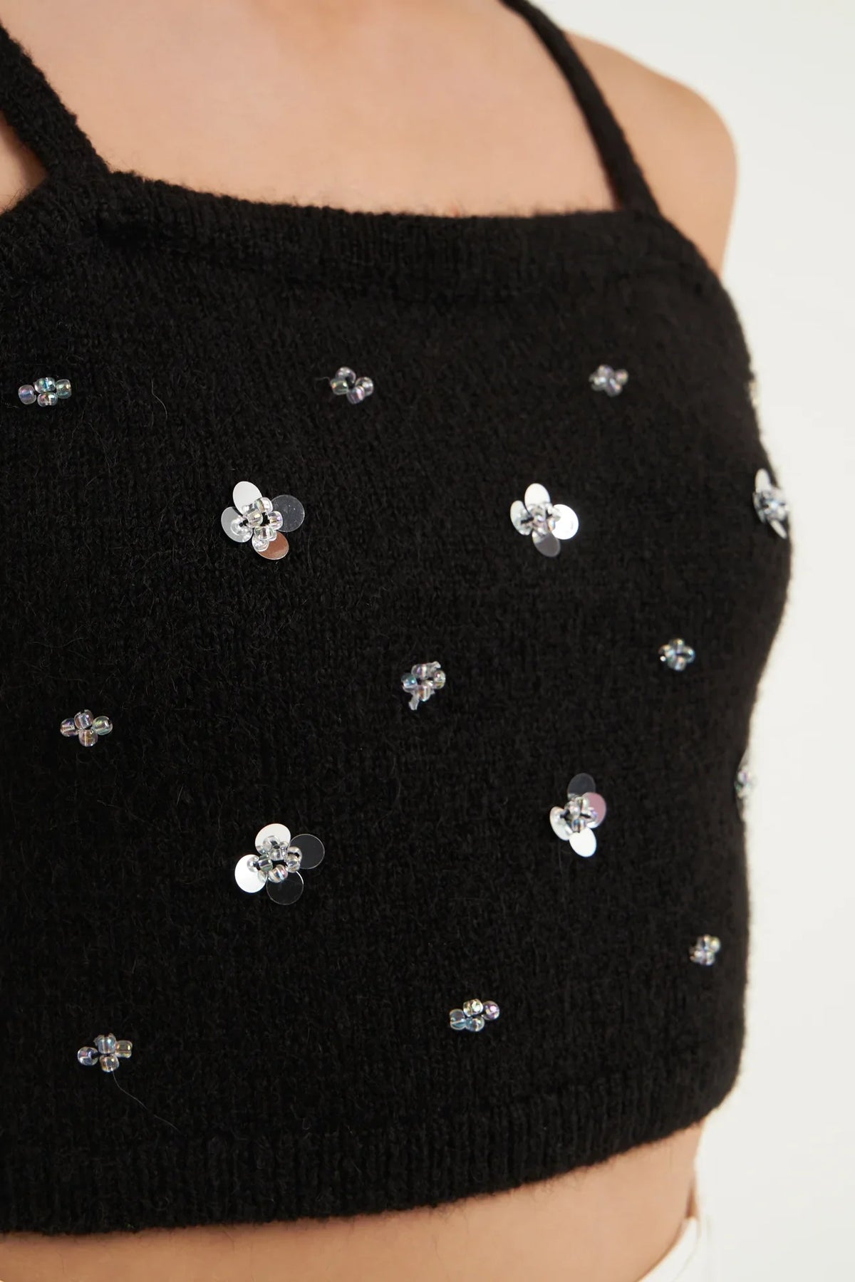 ENDLESS ROSE - Sequin Embellished Knit Crop Top - TOPS available at Objectrare