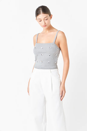 ENDLESS ROSE - Sequin Embellished Knit Crop Top - TOPS available at Objectrare