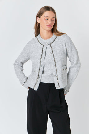 ENDLESS ROSE - Endless Rose - Sequins Trim Cardigan - SWEATERS & KNITS available at Objectrare