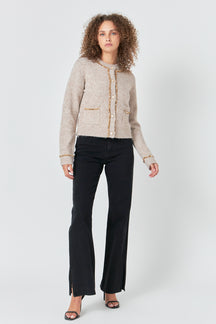 ENDLESS ROSE - Sequins Trim Cardigan - SWEATERS & KNITS available at Objectrare