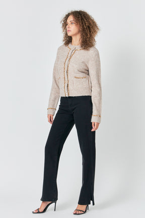 ENDLESS ROSE - Sequins Trim Cardigan - SWEATERS & KNITS available at Objectrare