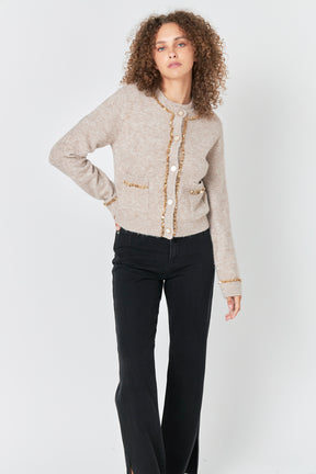 ENDLESS ROSE - Sequins Trim Cardigan - SWEATERS & KNITS available at Objectrare