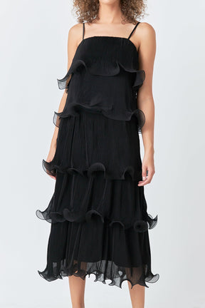 ENDLESS ROSE - Pleated Tiered Long Dress - DRESSES available at Objectrare