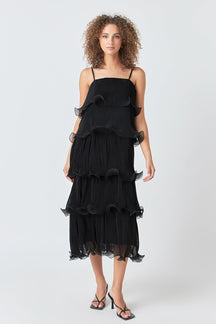 ENDLESS ROSE - Pleated Tiered Long Dress - DRESSES available at Objectrare