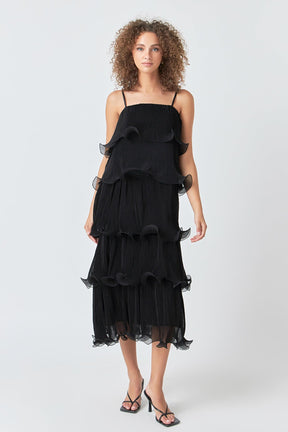 ENDLESS ROSE - Pleated Tiered Long Dress - DRESSES available at Objectrare