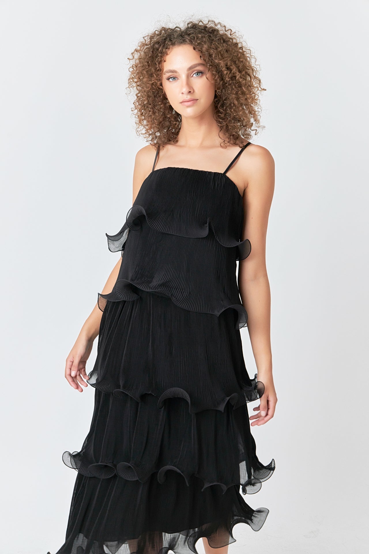 ENDLESS ROSE - Pleated Tiered Long Dress - DRESSES available at Objectrare