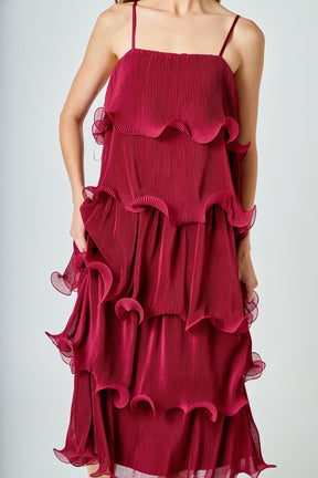 ENDLESS ROSE - Pleated Tiered Long Dress - DRESSES available at Objectrare