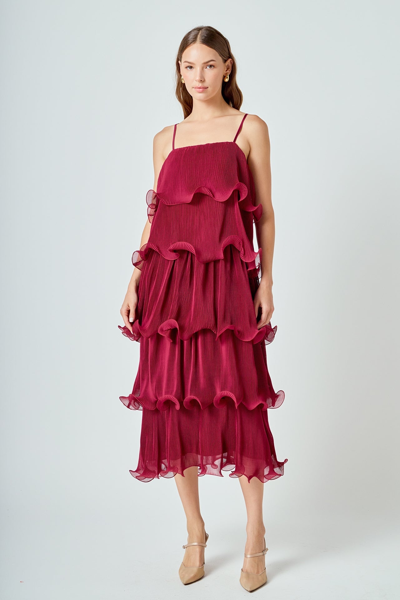 ENDLESS ROSE - Pleated Tiered Long Dress - DRESSES available at Objectrare