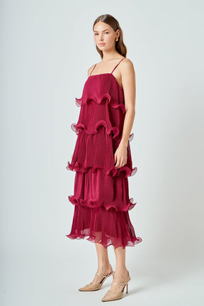ENDLESS ROSE - Pleated Tiered Long Dress - DRESSES available at Objectrare