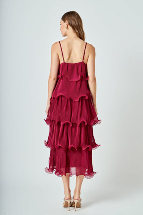 ENDLESS ROSE - Pleated Tiered Long Dress - DRESSES available at Objectrare