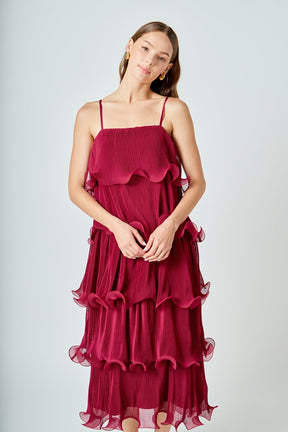 ENDLESS ROSE - Pleated Tiered Long Dress - DRESSES available at Objectrare