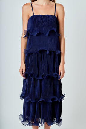 ENDLESS ROSE - Pleated Tiered Long Dress - DRESSES available at Objectrare