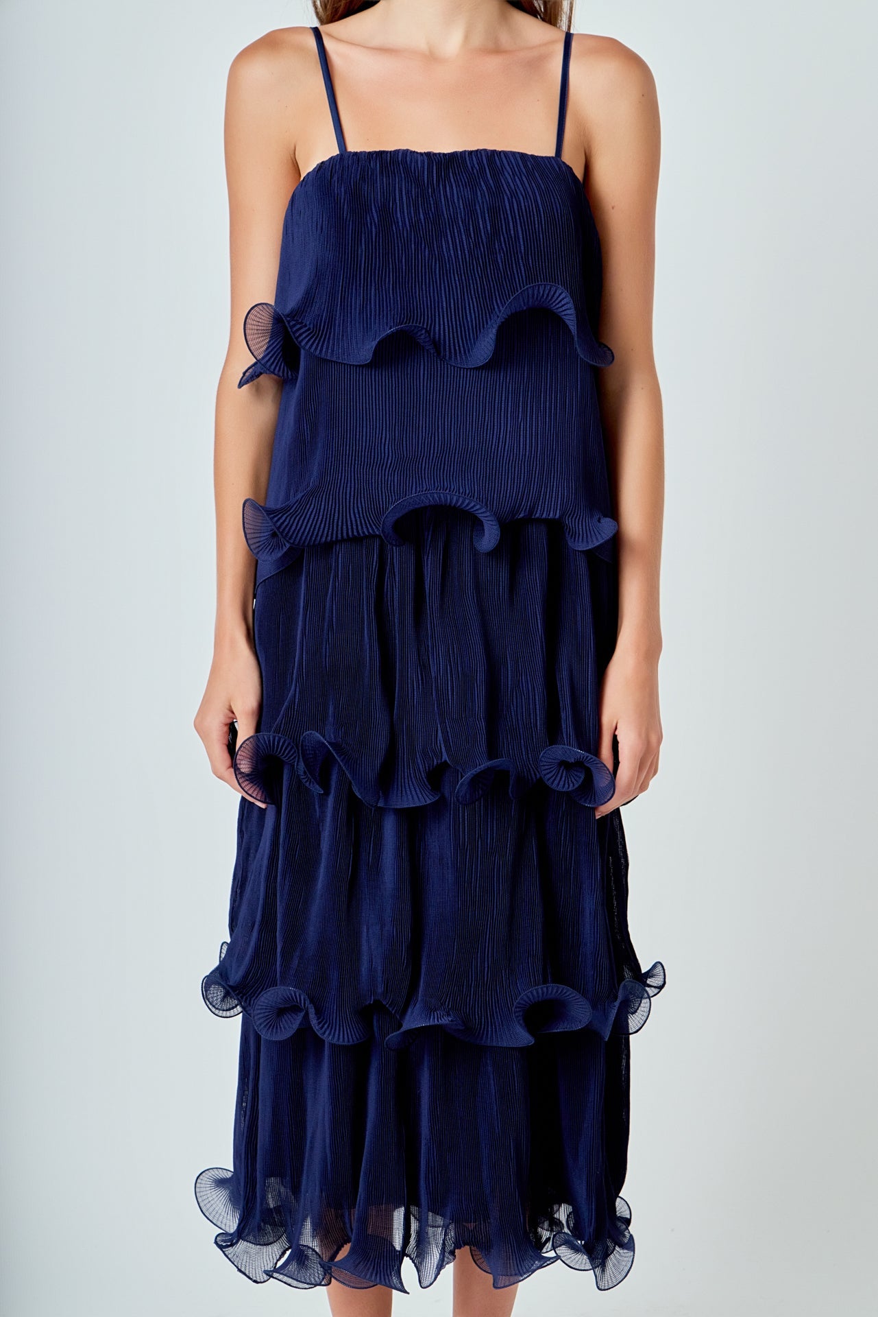 ENDLESS ROSE - Pleated Tiered Long Dress - DRESSES available at Objectrare