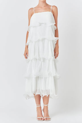 ENDLESS ROSE - Pleated Tiered Long Dress - DRESSES available at Objectrare