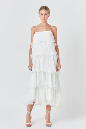 ENDLESS ROSE - Pleated Tiered Long Dress - DRESSES available at Objectrare