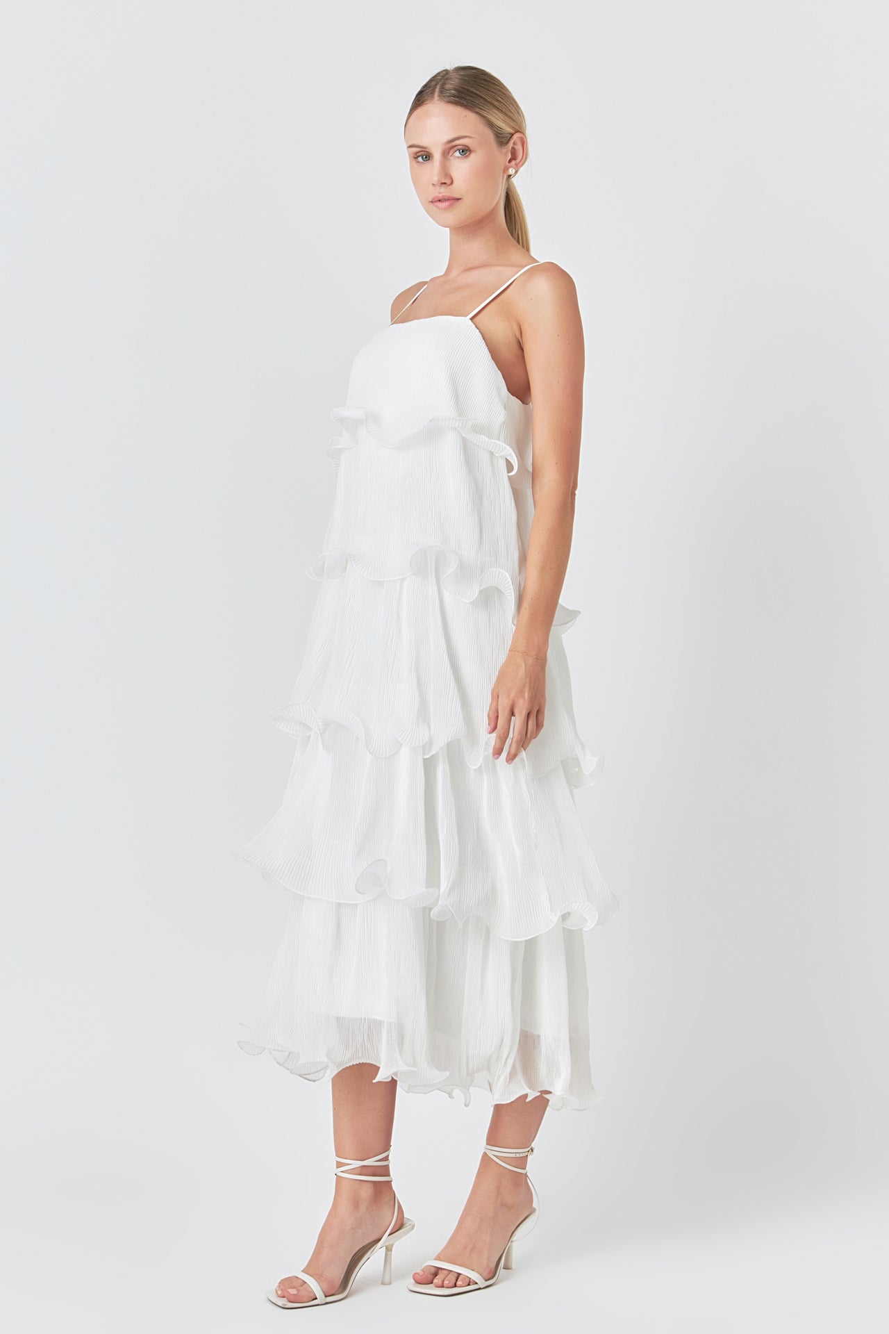 ENDLESS ROSE - Pleated Tiered Long Dress - DRESSES available at Objectrare