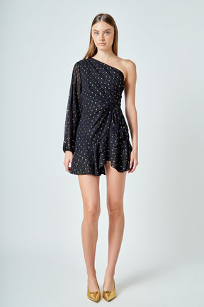 ENDLESS ROSE - One Shoulder Chiffon Mini Dress - DRESSES available at Objectrare