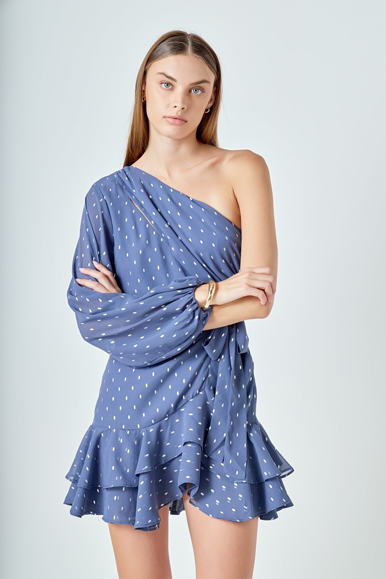 ENDLESS ROSE - One Shoulder Chiffon Mini Dress - DRESSES available at Objectrare