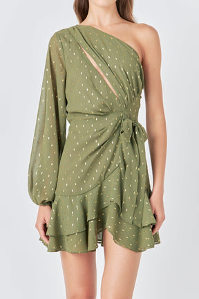 ENDLESS ROSE - One Shoulder Chiffon Mini Dress - DRESSES available at Objectrare