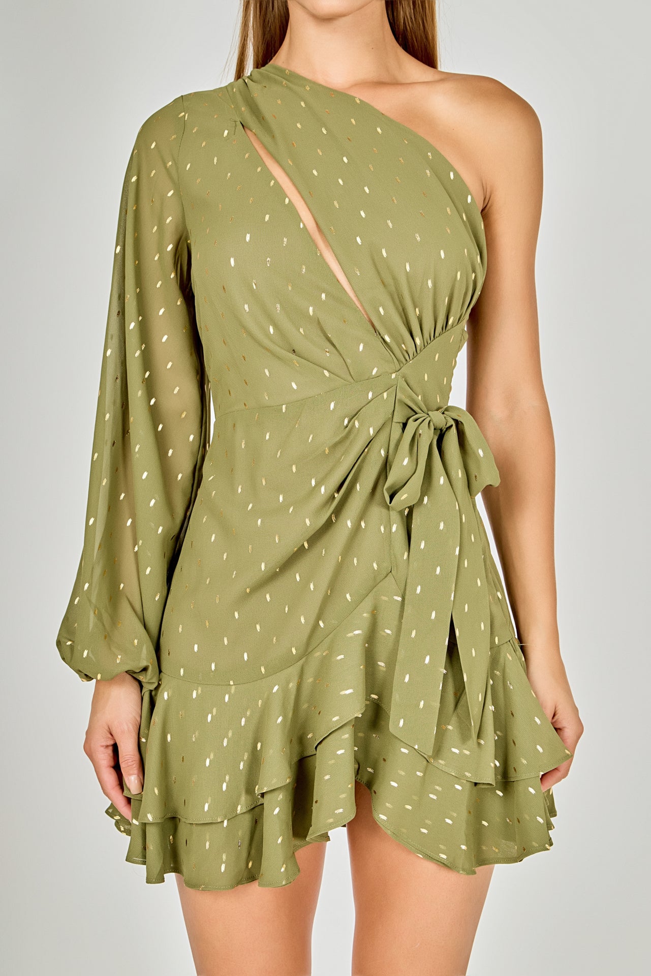 ENDLESS ROSE - One Shoulder Chiffon Mini Dress - DRESSES available at Objectrare