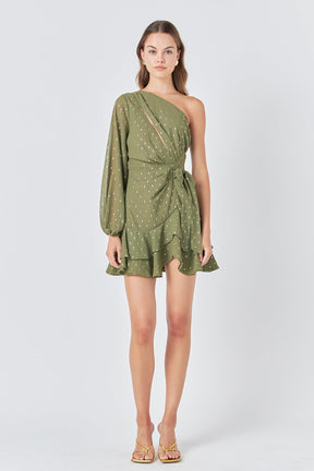 ENDLESS ROSE - One Shoulder Chiffon Mini Dress - DRESSES available at Objectrare