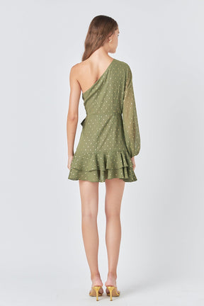 ENDLESS ROSE - One Shoulder Chiffon Mini Dress - DRESSES available at Objectrare